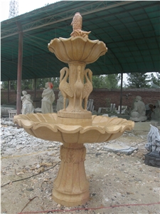 China Hand Carved Yellow Marble Fountain