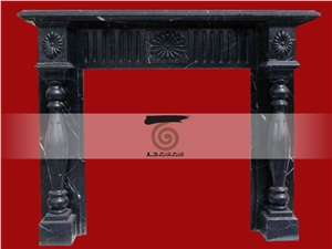 Hand Carved Black Marble Fireplace Surround Mantel