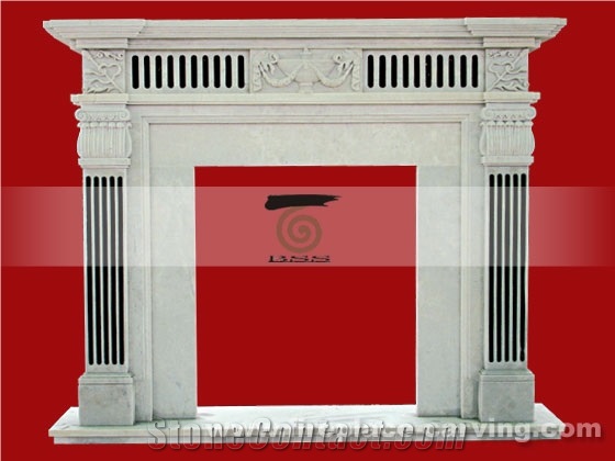 Hand Carved Marble Fireplace Mantel with Mixed Color