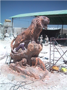 Hand Carved Tiger Statue Sculpture