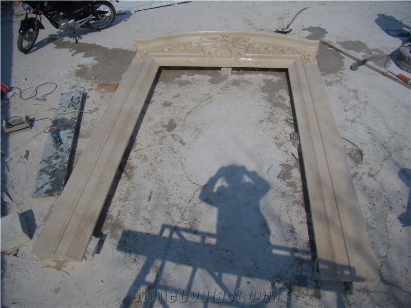 Hand Carved Travertine Door Surround, Beige Travertine Door Surround