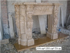 Hand Carved Travertine Fireplace Surround Mantel