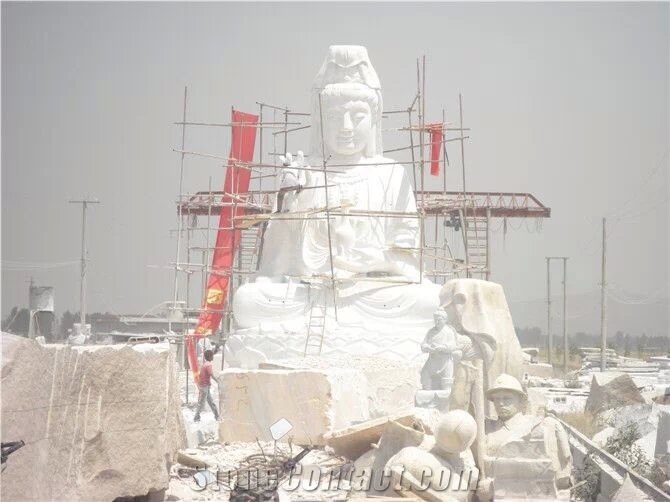 Hand Carved White Marble Buddha Statue, White Marble Statues