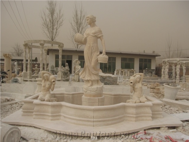 Hand Carved White Marble Lady Statue, Jade White Marble Statues