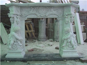 Hand Carved White Marble Surround Mantel