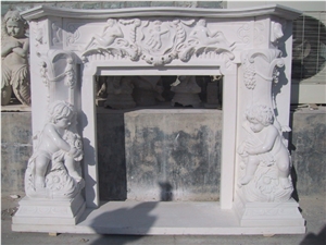 Hand Carved White Marble Surround Mantel