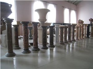 Hand Carved Yellow Marble Column Pedestal / Pillar