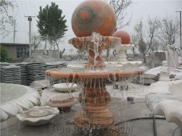 Handcarved Green Marble Ball Fountain, Green Marble Ball Fountains