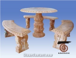 Pink Marble Table & Bench,China Pink Marble