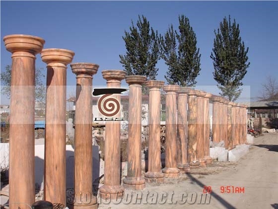 Red Marble Solid Columns ,China Red Marble