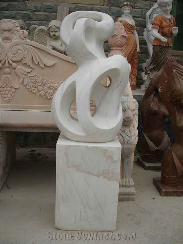 White Marble Abstract Statue Sculpture, White Marble Statues