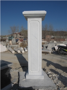 White Marble Pedestal Post for Balustrade, White Marble Column
