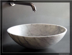 Bianco Carrara Marble Bathroom Sinks & Basin,White Marble Round Basin