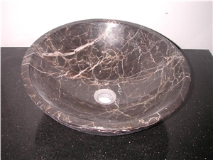 Brown Natural Stone Round Sinks Durable Factory Wholesale in China Marble & Granite Cut for Bathroom Wash Basins