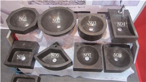 China Wholesale Black Marble and Granite Sinks Round and Rectangle Wash Basin Natural Stone Vessel