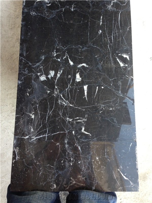 China Wholesale Dark Marquina Marble Slabs & Tiles Cut to Size for Vanity Tops Bullnose 2cm Thickness