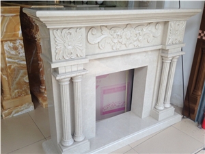 Chinese 2015 New Design / Western Style/ European Customized Figur / Hand Carving Sculptured Pure White Marble Fireplace Mantel /High Quality