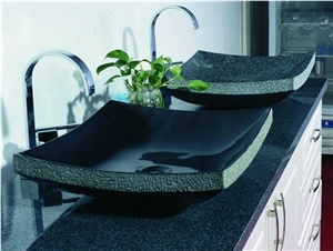 Chinese Factory Supply Sculptured Stone Bathroom Basins-Rectangular Black Marble/Granite Competitive Price Cut to Size Polished