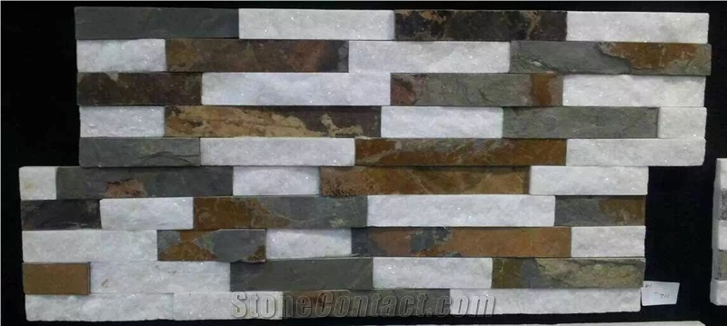 Culture Slate Wall Slabs & Tiles China Yellow/White/Grey Multicolor Natural Surface Stone Flooring Tiles