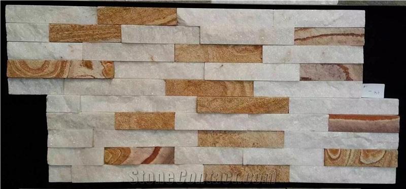 Culture Stone Yellow/White Slate Cultured Stone Flooring and Wall Covering Natural Surface Hammered China Wholesale