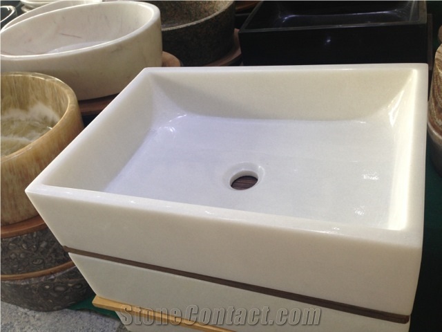 Jerusalem Bone Light White Marble Bathroom Sinks Professional Design Chinese Wholesale