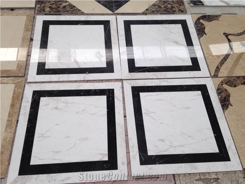 Luxury Floor Marble Waterjet Medallions Chinese Factory Wholesale Black & White for Indoor Decoration Carpet