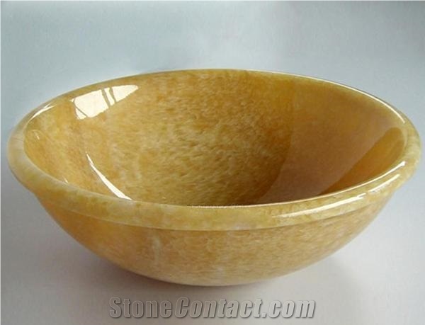 Rosin Jade Round Basins,Yellow Onyx Design Stone Sinks for Luxury Hotel Use and Bathroom Made in China