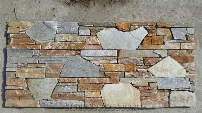 White/Yellow/Grey Different Panel Panel Multicolor Stone Slate Cultured Stone Flooring and Wall Covering Culture Stone Natural Surface Hammered China Wholesale