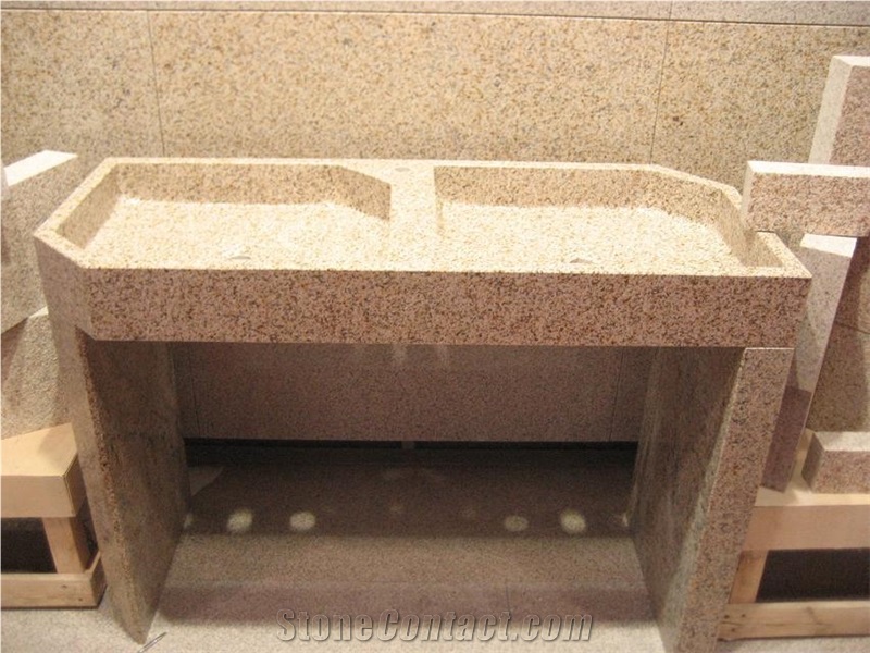 Wholesale Directly from Chinese Factory Bathroom Stone Sink G682 Yellow Granite Wash Rectangular Basins