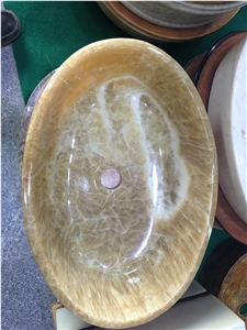 Yellow River Sink,Pebble Marble Bathroom Basin Polished Factory Wholesale Round Vessel Sinks