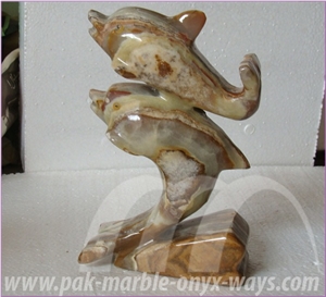 Double Dolphin Onyx in Stock 8 Inch, Green Pakistan Onyx Artifacts & Handcrafts