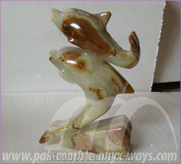 Double Dolphin Onyx in Stock 8 Inch, Green Pakistan Onyx Artifacts & Handcrafts Pakistan