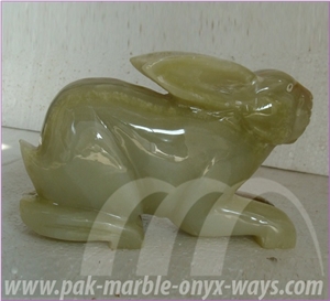 Green Onyx Rabbit Artifacts & Handcrafts in Stock 8 Inch