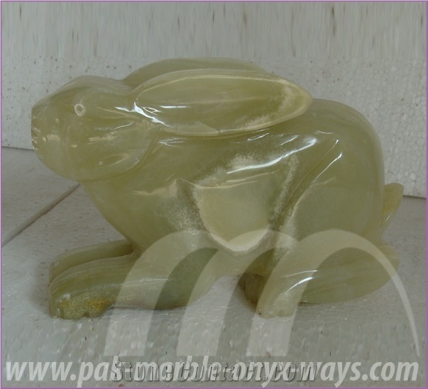 Green Onyx Rabbit Artifacts & Handcrafts in Stock 8 Inch
