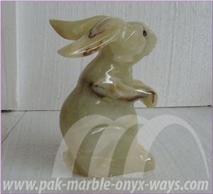 Green Onyx Rabbit Artifacts & Handcrafts Pakistan in Stock 8 Inch