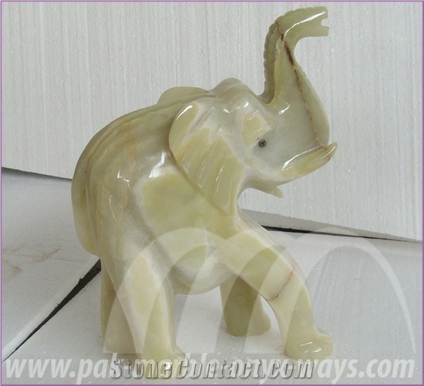 Light Green Onyx Elephant Artifacts in Stock (12 Inch)
