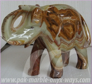 Multicolor Green Onyx Elephant Artifacts in Stock (12 Inch)