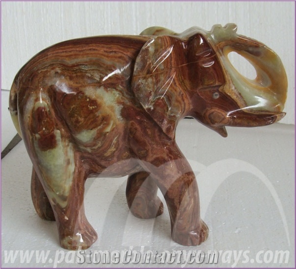 Multicolor Green Onyx Elephant Artifacts in Stock (12 Inch)