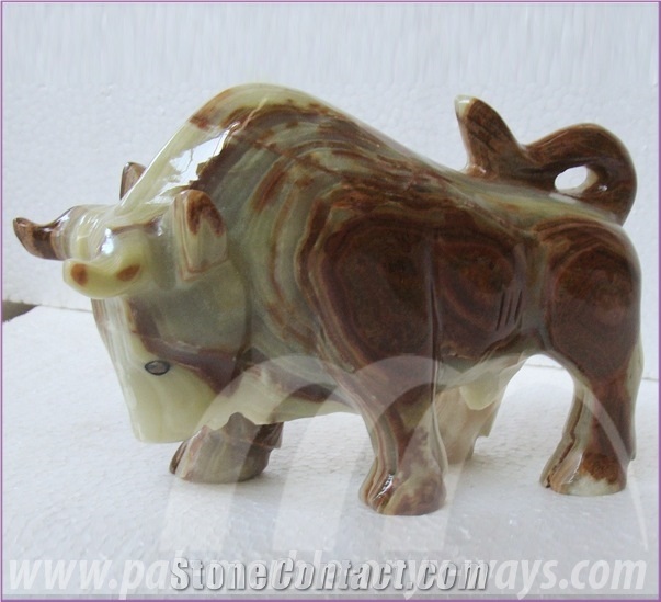 Onyx Bull in Stock 8 Inch, Green Onyx Artifact Pakistan