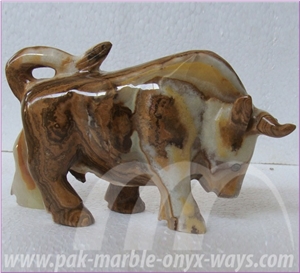 Onyx Bull in Stock 8 Inch, Green Onyx Artifact Pakistan