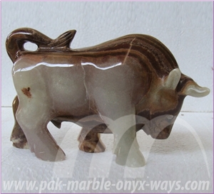 Onyx Bull (In Stock) 8 Inch, Green Pakistan Onyx Artifacts