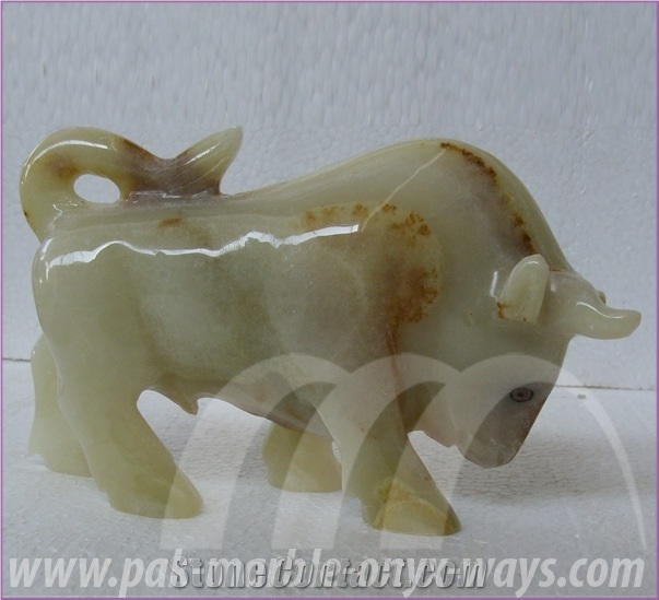 Onyx Bull in Stock 8inch, Green Onyx Artifacts & Handcrafts Of Pakistan