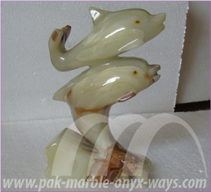 Onyx Dolphin in Stock 8 Inch, Green Onyx Dolphin Artifacts & Handcrafts