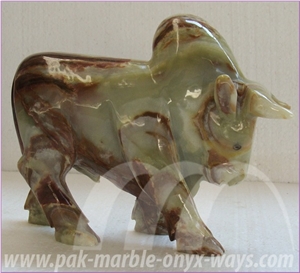 Onyx Ox Sculpture 8 Inch in Stock, Onyx Green Ox Artifacts & Handcrafts Pakistan