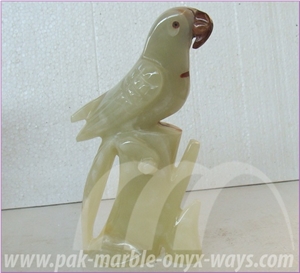 Onyx Parrot in Stock 10 Inch, Green Artifact Onyx