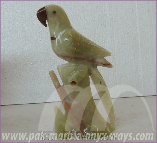 Onyx Parrot in Stock 10 Inch, Green Artifact Onyx