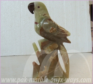 Onyx Parrot in Stock 10 Inch, Pakistan Green Onyx Artifacts & Handcrafts