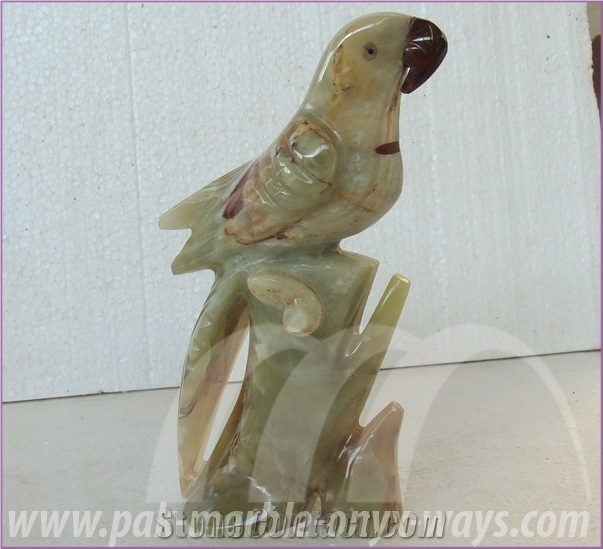 Onyx Parrot in Stock 10 Inch, Pakistan Green Onyx Artifacts & Handcrafts