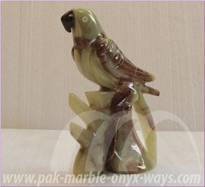 Onyx Parrot in Stock 8 Inch, Green Onyx Artifacts