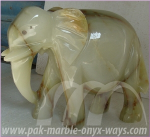 Pakistan White Onyx Elephant Artifacts in Stock (12 Inch)